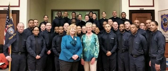 On February 2, 2015, Kim Book and Ariana Langford (Victim Impact Program Volunteer) had the honor of presenting to future law enforcement officers in the 96 th Wilmington Police Department Training