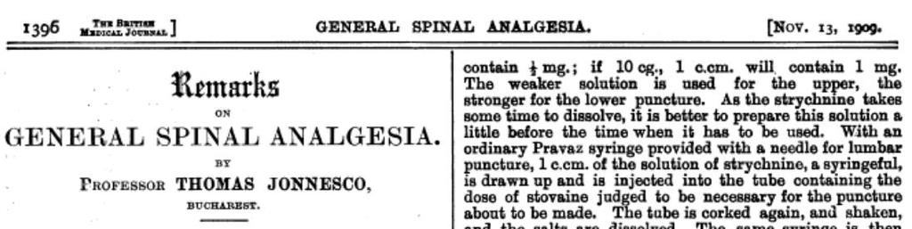 History James Leonard Corning 1885 first published descriptions of neuraxial blockade technique (epidural/spinal)