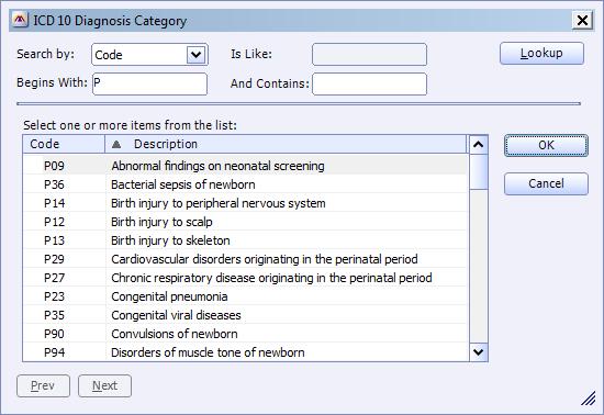 Searching Diagnoses and Procedures in SmarTrack You can search by Code or Description, use Begins With, Is Like, and Contains, AND sort your dictionary by either the Code or Description.