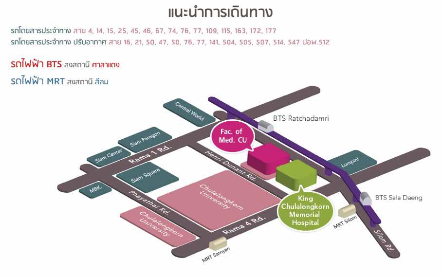 Subway (MRT) : Silom Station Bumrungrad International Tower Chula Soft Cadaver Surgical Training Center 4 th Floor