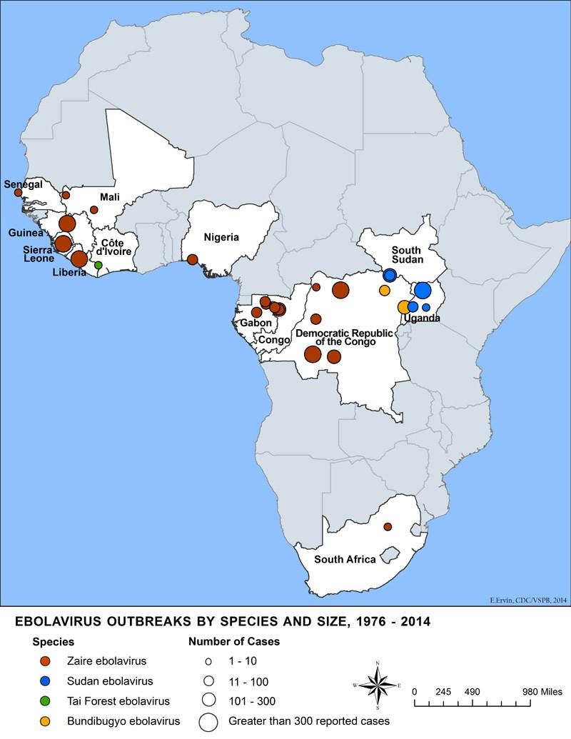 Ebola Virus Disease Distribution Map CDC,http://www.cdc.