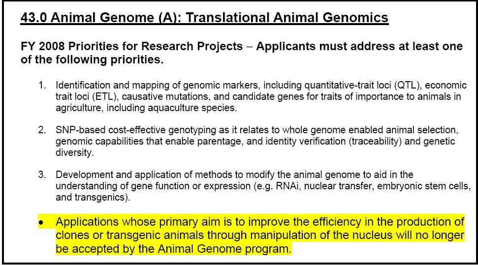 2008 USDA NRI Animal Genome no