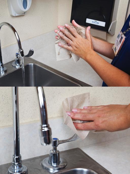 Skill: Hand Washing continued 5. Dry hands thoroughly with paper towel, and dispose of it properly.
