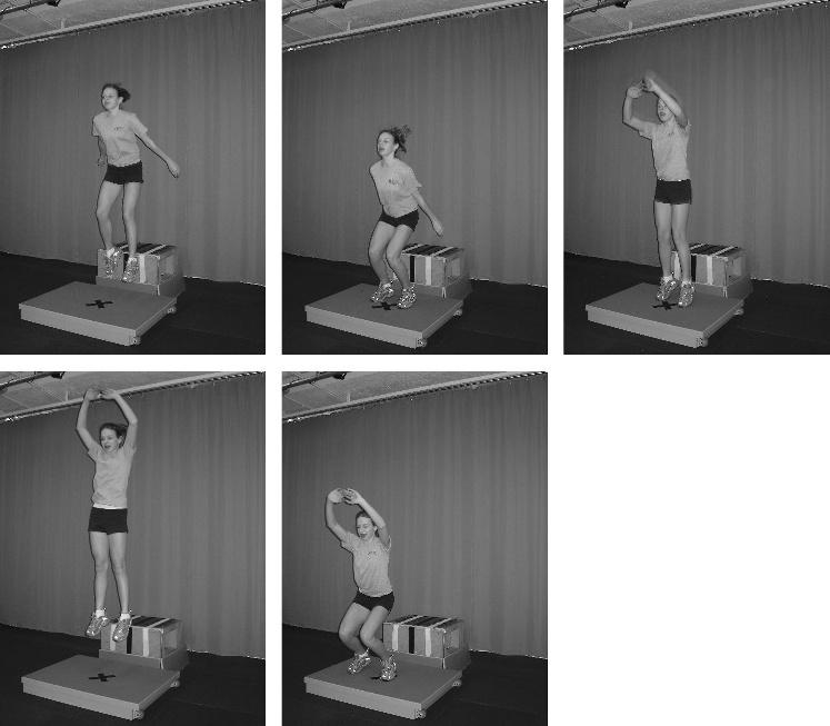 Figure 4 Drop vertial jump test. To identify athletes at risk of severe knee injuries, the drop vertial jump test as desribed by Hewett et al 148 should be used.