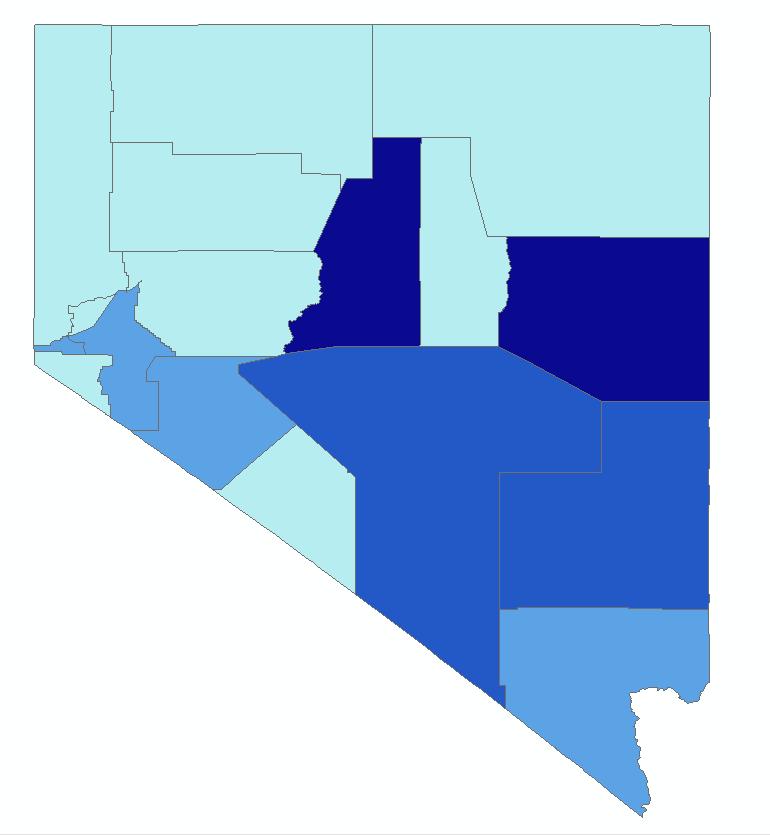 Newly Sentenced Prisoner Admissions Declined in Northern Nevada New Prisoner Admissions Growth, 2008-2017 County Percent Growth Storey -100% Eureka -50% Douglas -30%