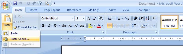 Exceli tabeli viimine MS Wordi Kui tabel on saadud kopeerimise ja kleepimisega, aga on kasutatud käsku Paste Special ja tekkinud aknast valitud Microsoft