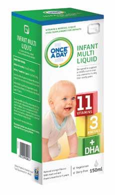 A range of essential everyday supplements INFANT MULTI LIQUID A liquid multi-nutrient formula designed to support a child s nutritional requirements during their early years.