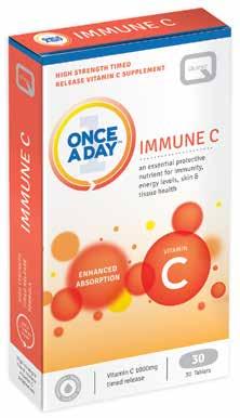 A range of essential everyday supplements IMMUNE C Antioxidant activity to protect against oxidative stress and support the function of the immune system.