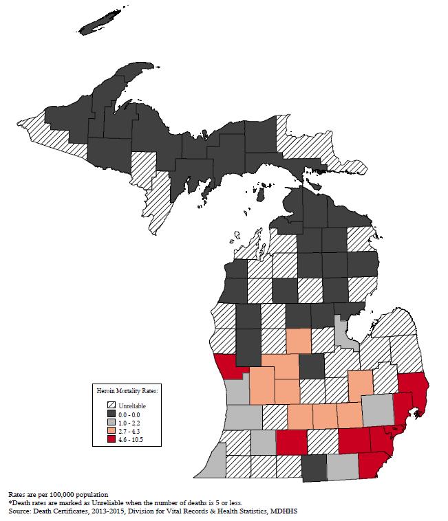 Heroin Mortality Michigan Rates