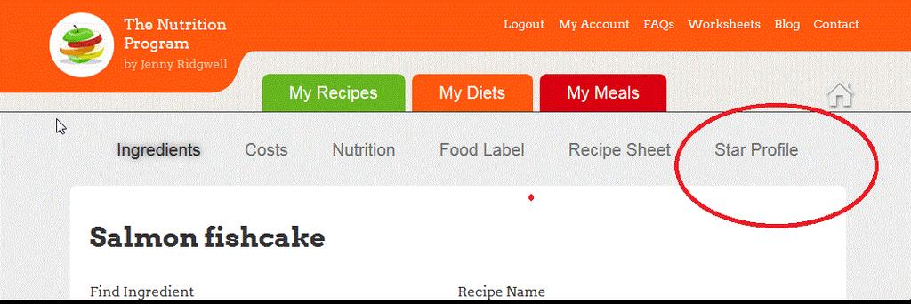 Star profile and the Nutrition Program Where can I find the Star Profile? Go to My Recipes.