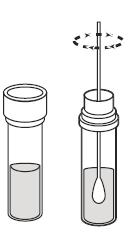 Push the swab against the side of the vial and turn as you remove it from the vial. This removes sample from the swab.