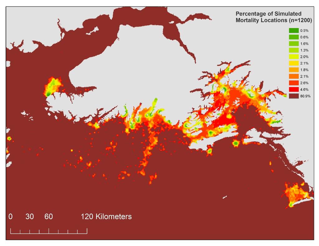 Not a spatial analysis! what predators? Possible predation risk heat map (conceptual!