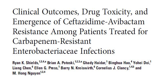 CID, 2016 37 CRE infections; used in monotherapy Clinical success 59% 30 days survival