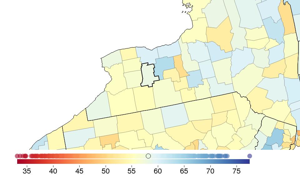 34: Male recommended physical activity, 2011 CITATION: Institute for Health Metrics and Evaluation (IHME), US County Profile: Livingston County, New York.