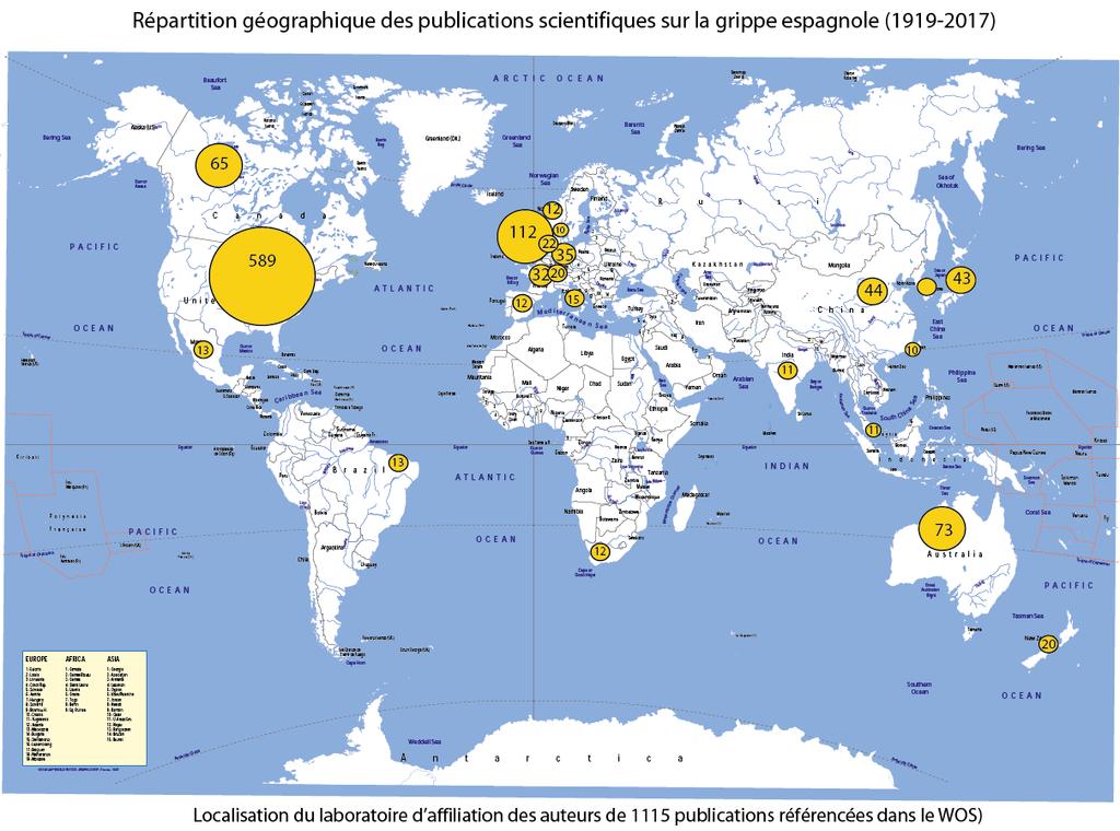 The scientific research on the Spanish influenza Pandemic Figure A.19 : scientific publications dealing with Spanish influenza according to the Web of Science.