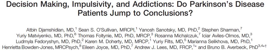 Reflection impulsivity ie, rapid decision making or accumulation of little evidence before making a decision was higher in medicated patients with