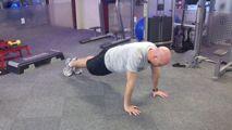 Finishers 5-8 Spiderman Pushup Keep the abs braced and body in a straight line from toes (knees) to