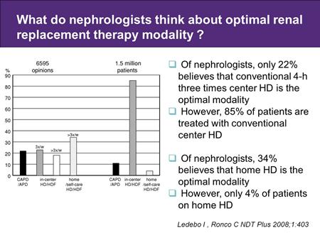 What do nephrologists think about optim al renal replacem ent therapy m odality? The first part or piece of nephrologists and the second part the facts.