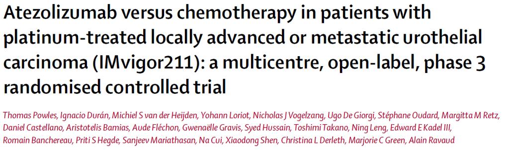 42 2018 Key Eligibility Criteria a muc with progression during or following platinum-based chemotherapy 2 prior lines of therapy Measurable disease per RECIST v1.