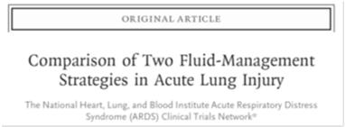 Diuresis should help here 1001 patients with ARDS Randomized to