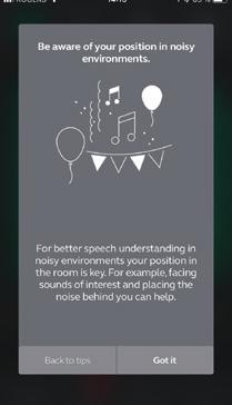 Guiding tips Learn about the app The Interton Sound app offers Guiding tips to help you get a better hearing experience.