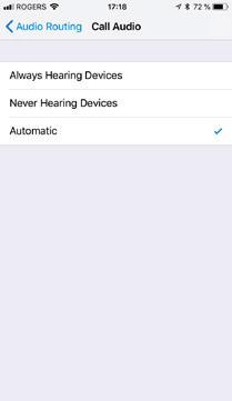 Go to Settings, tap General, tap Accessibility, tap MFi Hearing Devices, tap Audio Routing.