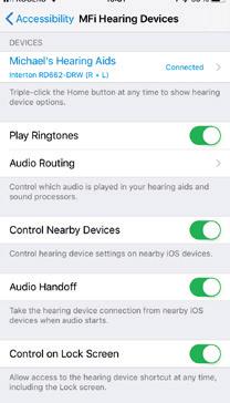 This will add a hearing aid shortcut to the control menu. Control menu (swipe up) Hearing Aid control shortcut.