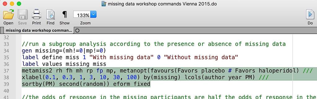 presence or absence of missing data for