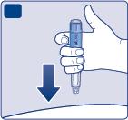 Inject your dose Insert the needle into your skin as your doctor A or nurse has shown you. Make sure you can see the dose counter.