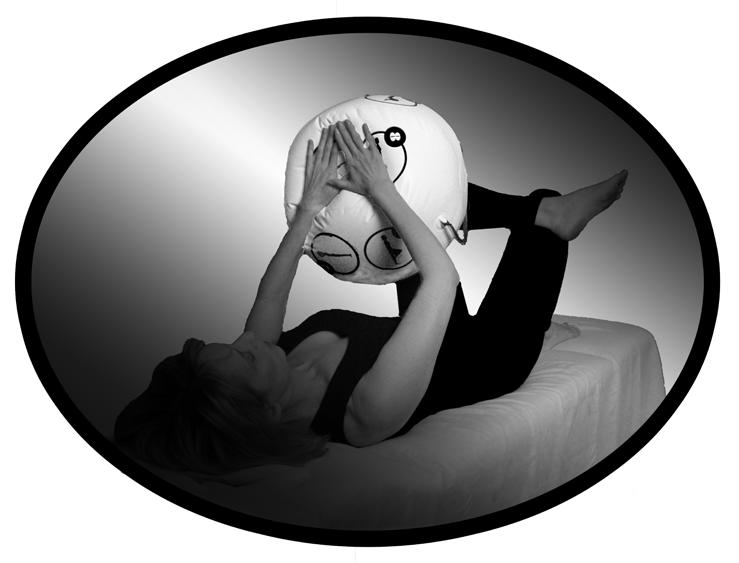 FIGURE 4 1. Lie on your back with your knees bent and feet flat on the mat with the OsteoBall next to you. 2. Do a mild pelvic pinch. 3.