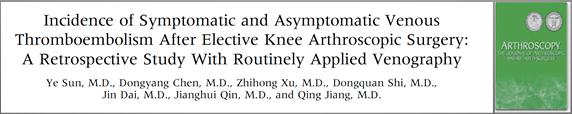 04%), factors with one noted to be related to PE Review of 537 patients undergoing simple, ACLR, PCLR, or ACL+PCL Risk factors older patient age and