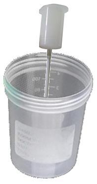 Collection Place sterile container with urine on a clean, flat surface. Do not touch tip of transfer straw (it must remain sterile).