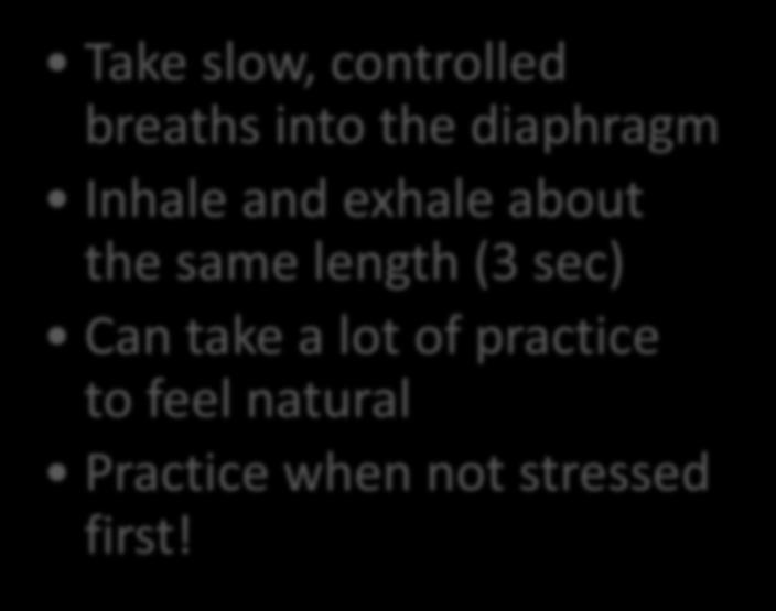 diaphragm Inhale and exhale about the same length (3