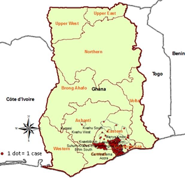 Ongoing outbreaks 1. Cholera in Ghana On 11 April 2012, the Ministry of Health notified WHO of a cholera outbreak in the Greater Accra Region.
