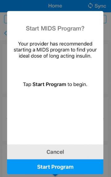 Tap Start MIDS. Swipe through the below screens and review the information presented. o NOTE: The third screen displays your recommended dose.