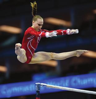 When the gymnast pushes off the vault table, the judges are looking for proper body position and an instantaneous repulsion.