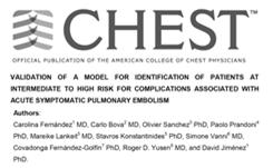 clarified Data appears somewhat convincing Don t be too sure either way Chest 2; online Jan 29 Lytic Therapy for PE Evaluates BOVA Score for predicting