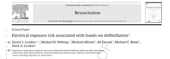 2/3/2 Resuscitation 24; epub ahead of print Is hands-on defibrillation safe?