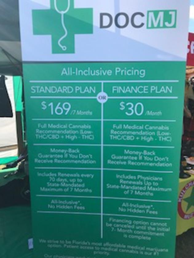 Offering all inclusive pricing and finance plans for medical marijuana and