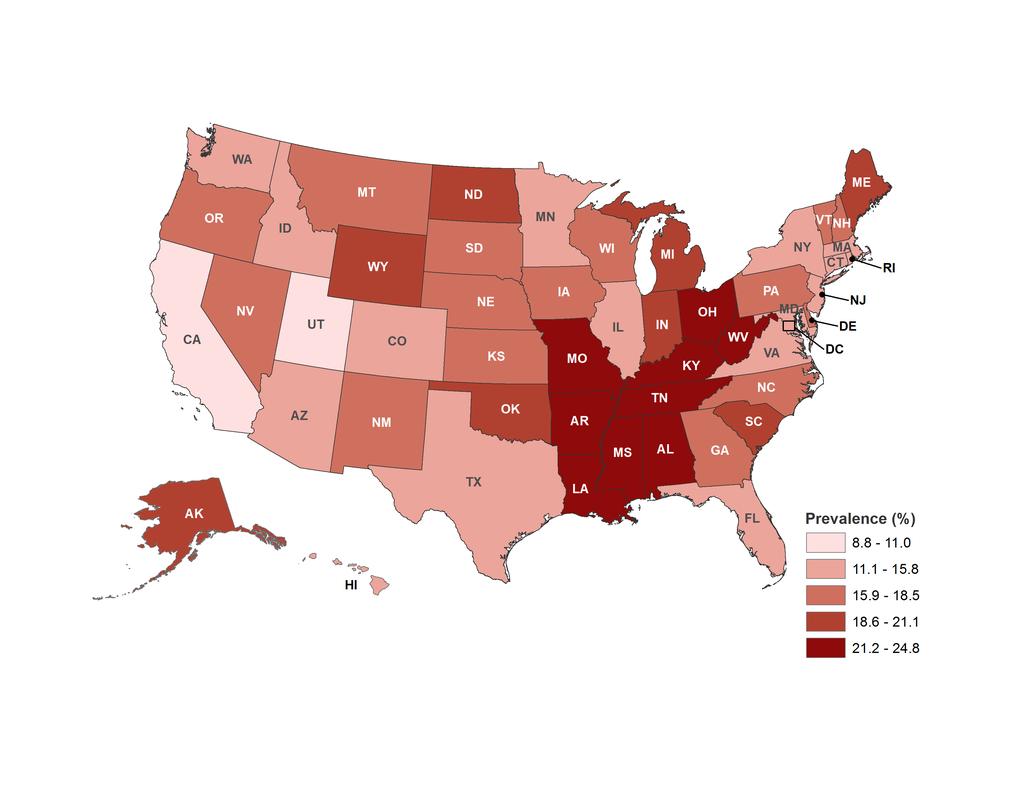 Disparity in Lung Cancer Death Rates by State Lung cancer death rates,
