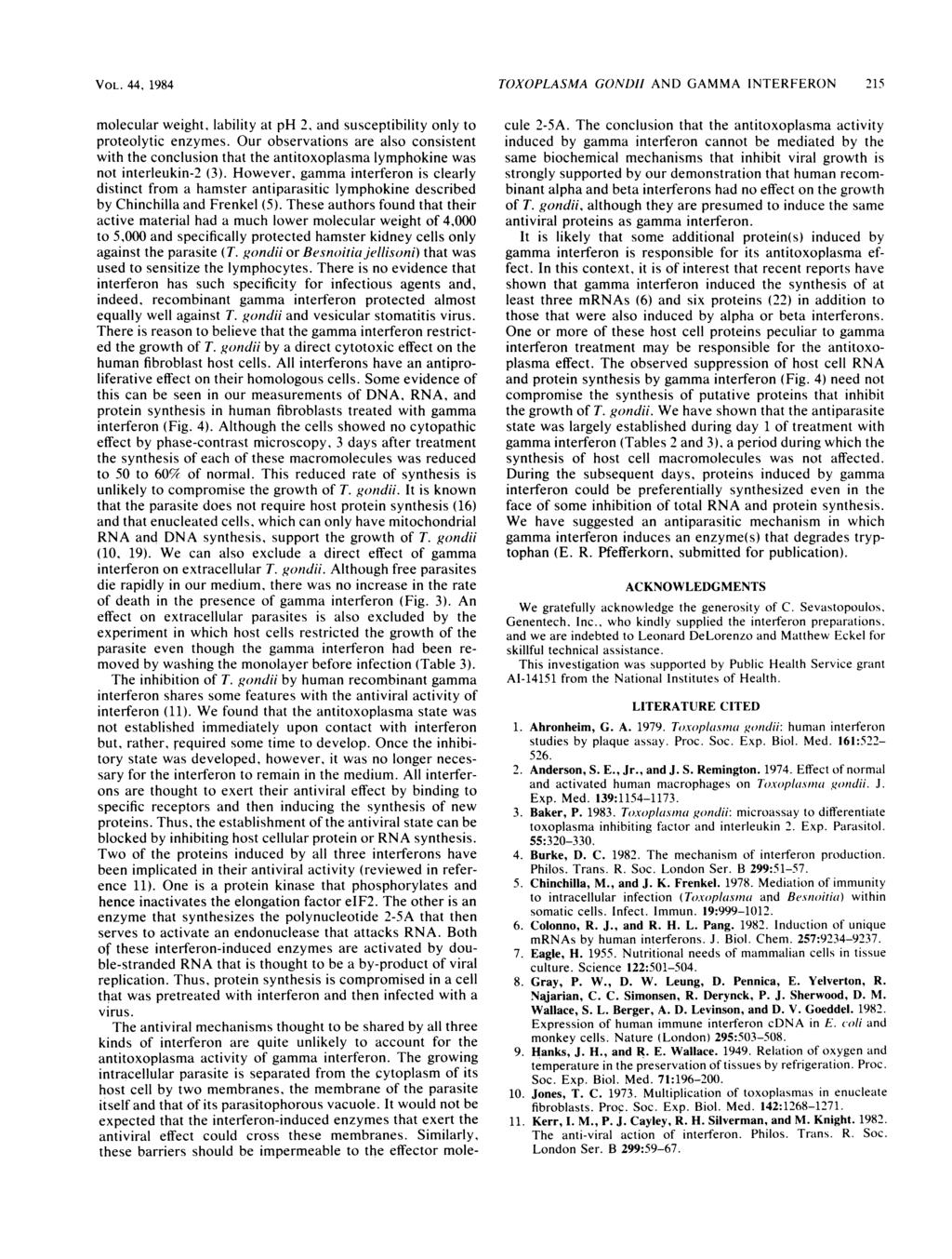 VOL. 44, 1984 molecular weight, lability at ph 2, and susceptibility only to proteolytic enzymes.