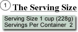 The size of the serving on the food package influences the number of calories & all the nutrient amounts listed on the top part of the label Pay attention to the serving size, especially how many