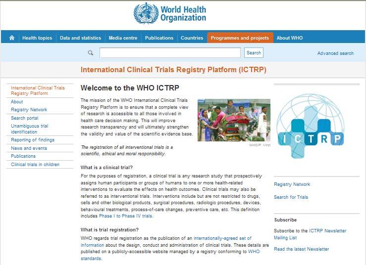 世界卫生组织 : International Clinical Trials Registry Platform (ICTRP) 美国国立卫生院 : A service of the U.S. National Institutes of Health Item 24.