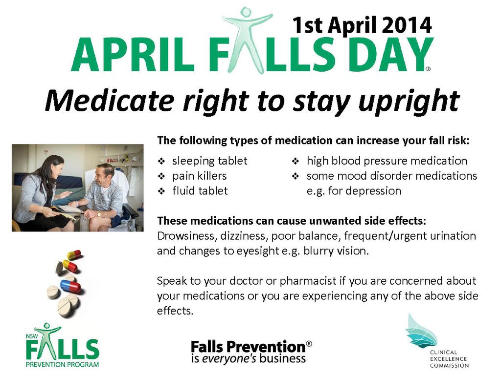 and Carers, Community Services and General Community Resources available: Logo : April Falls Day 2014 Logo: Falls Prevention is everyone s business Flyers: Medications and Falls Prevention Translated