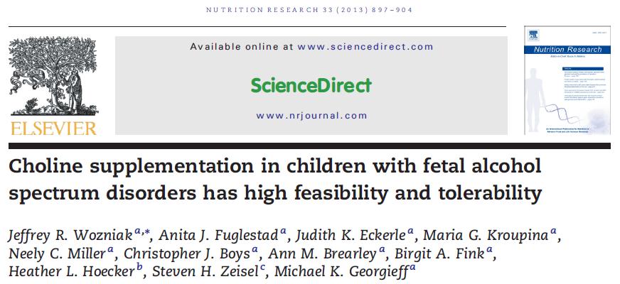 2 studies examining the role of nutrition as an intervention in FASD Choline affects gene