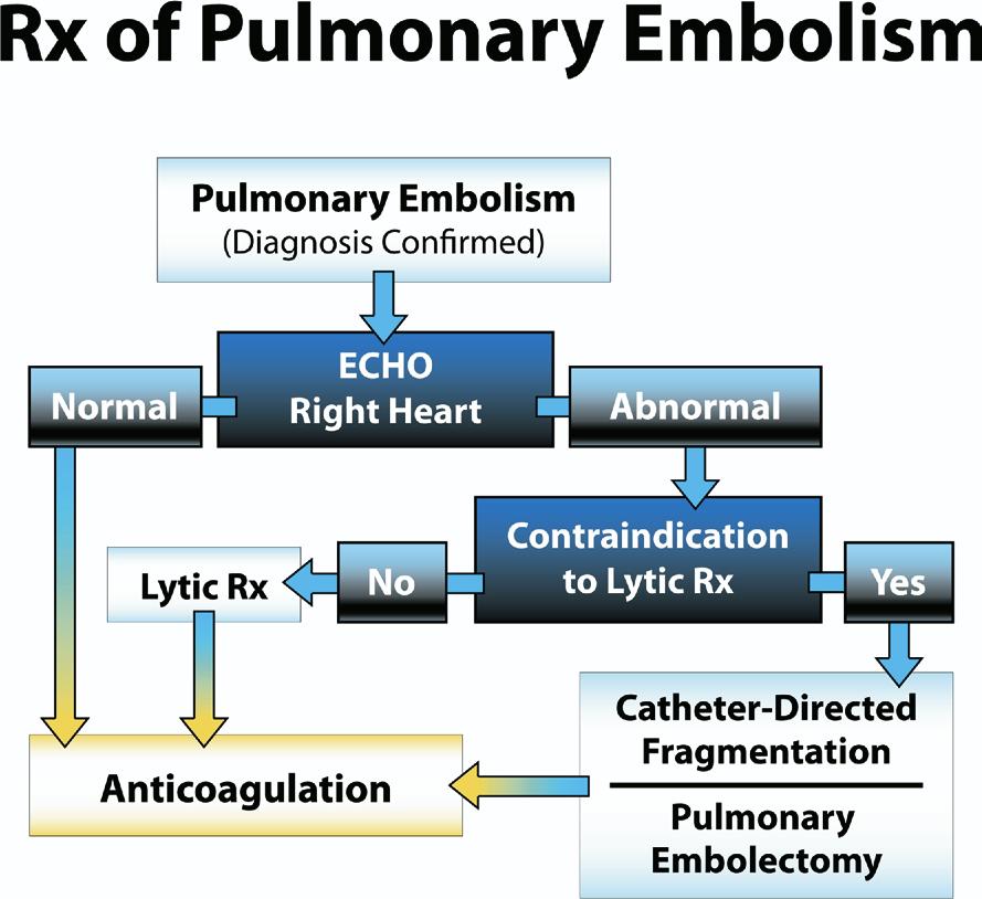 FIG 8. Treatment algorithm for patients with pulmonary embolism. (Color version of figure is available online.) namics (Fig 8).