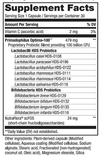 probiotic growth* Provides scfos (short-chain fructooligosaccharides) Superior food source for intestinal microflora Promotes probiotic growth and colonization in the intestinal tract* Code Size