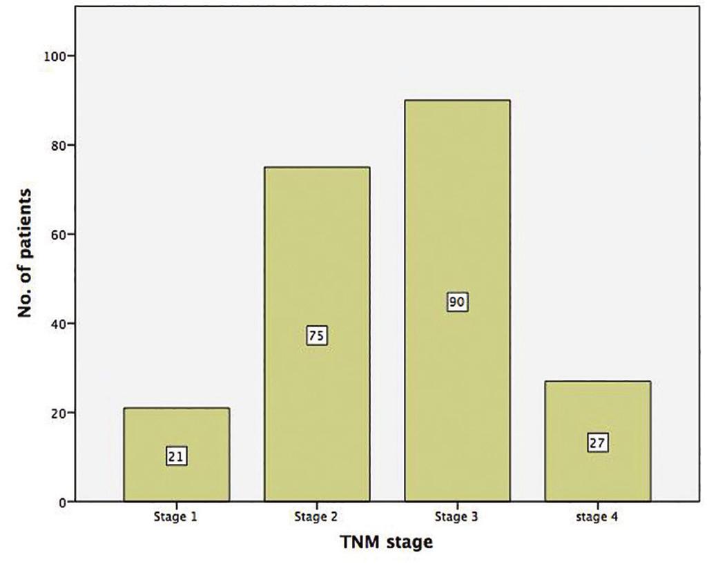 48 Tropical Gastroenterology 2016;37(1) : 46 52 and metastatic disease in 27 (12.7%). Final TNM staging revealed 21 (9.9%) patients to be stage 1, 75 (35.2%) as stage 2, 90 (42.