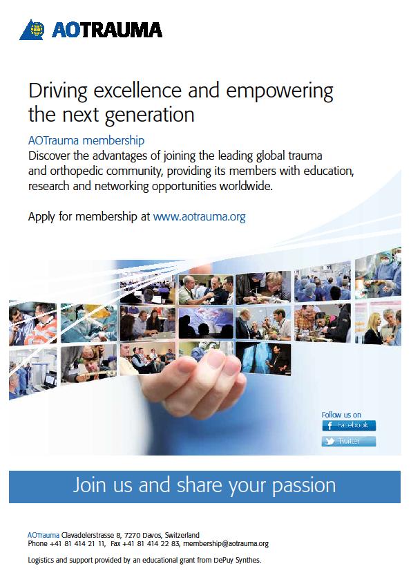 Driving excellence and empowering the next generation AOTrauma membership Discover the advantages of joining the leading global trauma and orthopedic community, providing its members with education,