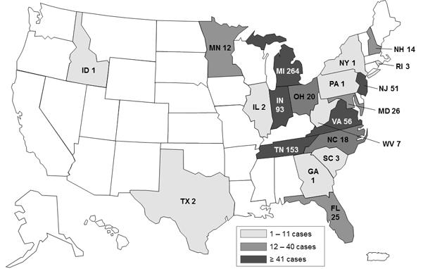 Exserohilum rostratum 17,675 vials of potentially contaminated methylprednisolone acetate shipped to 76 facilities in 23 states 13,534 patients exposed 753 cases; 64